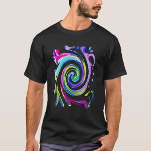 Camiseta Groovy Abstract Blue Yellow And Black Swirl