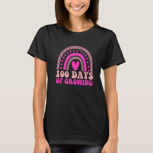 Camiseta Groovy Arcoiris De Leopardo Rosa 100 Días De Crece