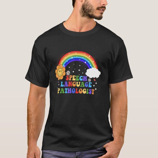 Camiseta Groovy arcoiris sonrisa Flor retro discurso SLP Th (Anverso)