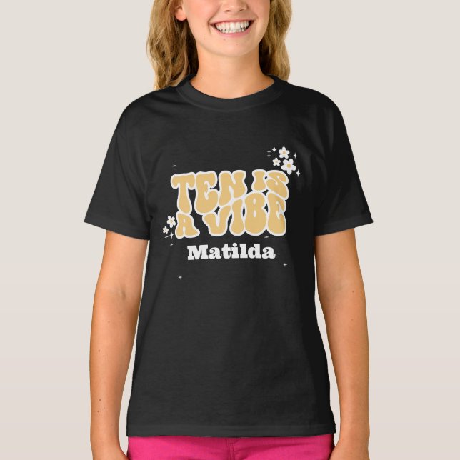Camiseta groovy arcoíris ten es un vibe retro daisy cool de (Anverso)
