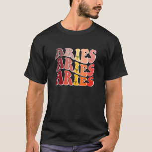 Camiseta Groovy Aries Astrología Zodiac Rótulo Marzo Abril