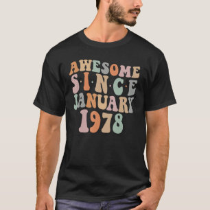 Camiseta Groovy Asombroso Desde Enero De 1978 45º Cumpleaño