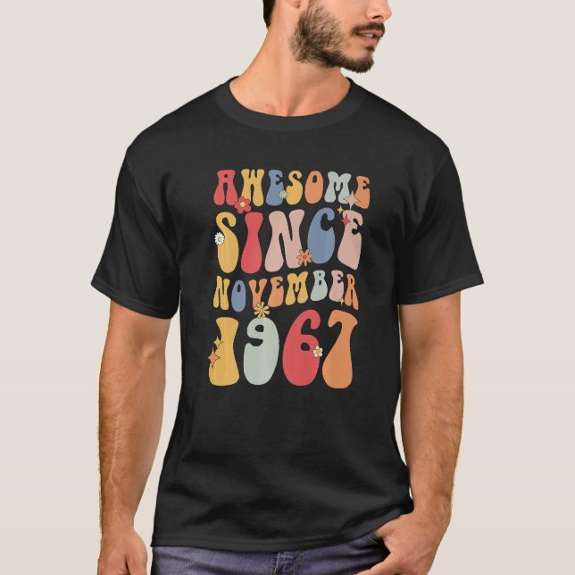 Camiseta Groovy Awesome Since November 1967 Retro  55th (Anverso)