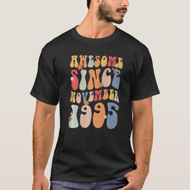 Camiseta Groovy Awesome Since November 1995 Retro  27th (Anverso)