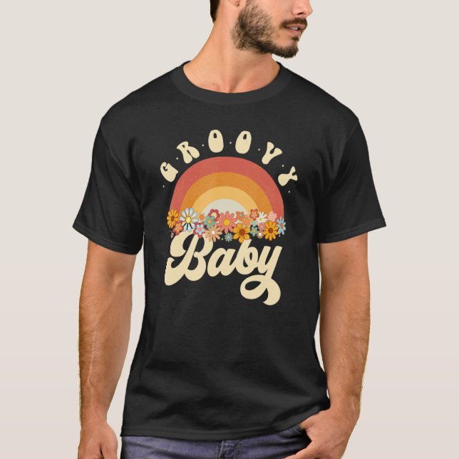 Camiseta Groovy Baby Retro Rainbow Colorful Flowers Design (Anverso)