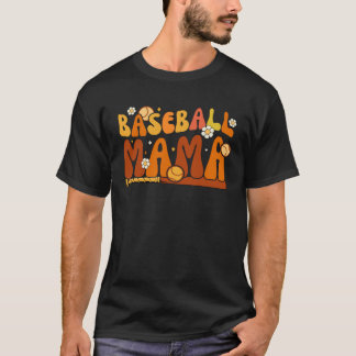 Camiseta Groovy Baseball Mama Softball Pitcher Catcher Moth