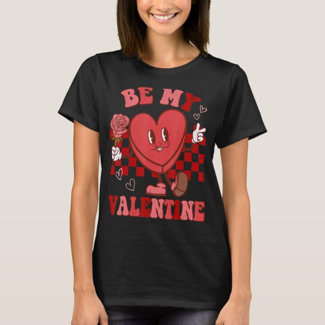 Camiseta Groovy Be My Valentine Retro Heart Love Couple Val (Anverso)
