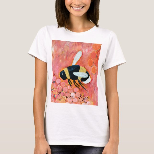 Camiseta Groovy Bee and Pink Flowers Queen Bee Bella Artes (Anverso)