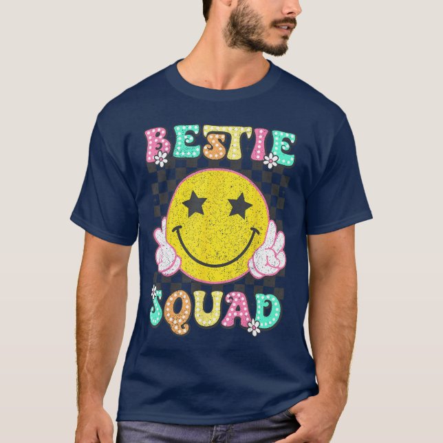 Camiseta Groovy Bestie Squad Mejores Amigas Chicas Combinan (Anverso)