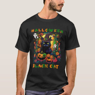 Camiseta Groovy Black Cat Season Halloween monstruo de cala