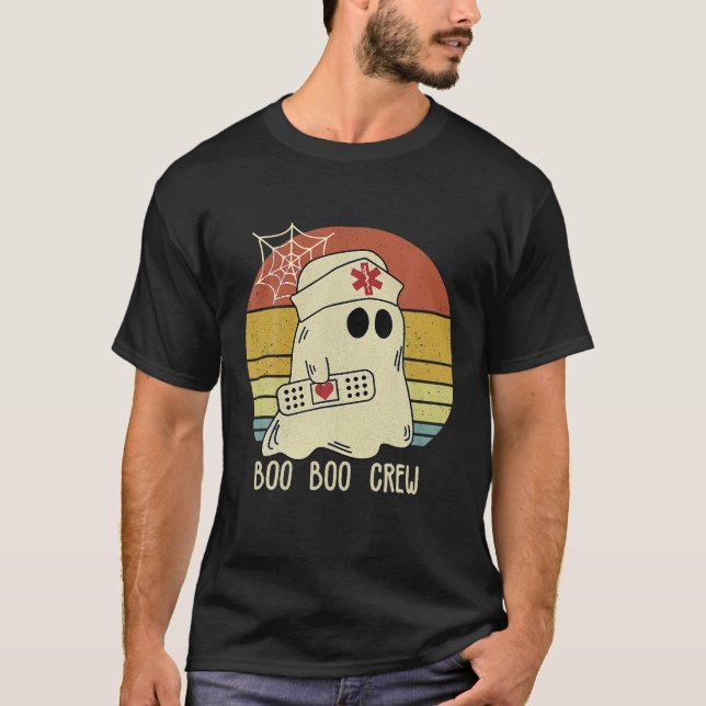 Camiseta Groovy Boo Boo Crew Enfermera Scrub Fantasma diver (Anverso)