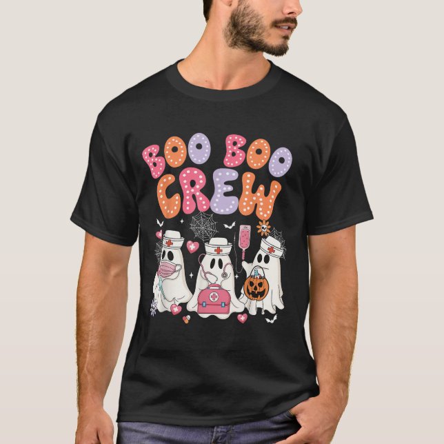 Camiseta Groovy Boo Boo Crew Nurse Funny Ghost Halloween Te (Anverso)