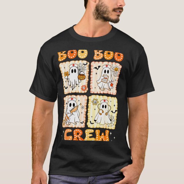 Camiseta Groovy Boo Boo Crew Nurse Funny Ghost Women Hallow (Anverso)