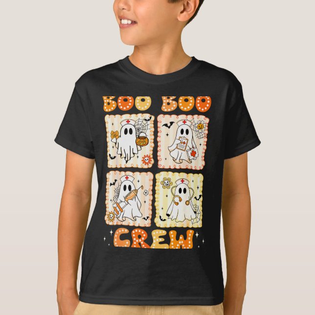 Camiseta Groovy Boo Boo Crew Nurse Funny Ghost Women Hallow (Anverso)