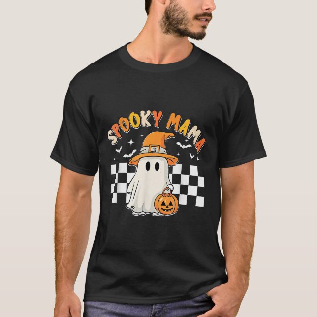 Camiseta Groovy Boo One Spooky Mama First Halloween Birthda (Anverso)