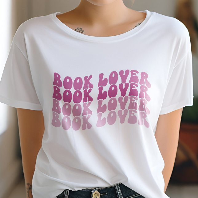 Camiseta Groovy Book Lover Retro Rosa Multicolor (Subido por el creador)
