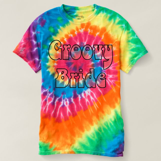 Camiseta Groovy Bride Pastel Arcoiris Espiral Tye (Diseño del anverso)