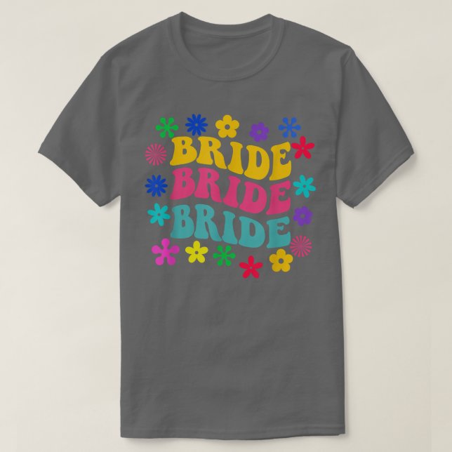 Camiseta Groovy Bride Retro Bride Chicas de moda Boda Tri (Diseño del anverso)