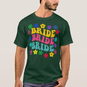 Camiseta Groovy Bride  Retro Bride Trendy Wedding Girls Tri