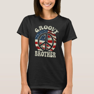 Camiseta Groovy Brother 70 Estética Bandera de Estados Unid