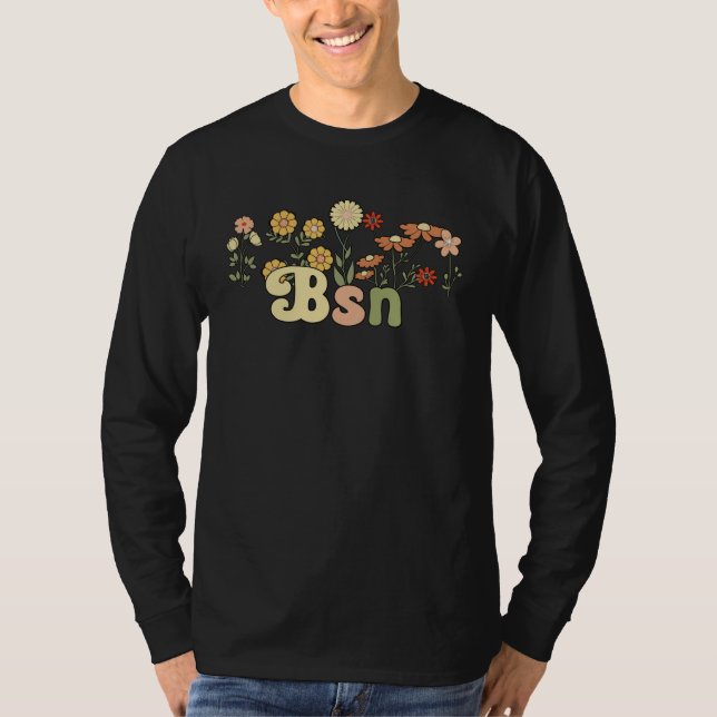 Camiseta Groovy BSN Bachelor Of Science In Nursing Flowers (Anverso)