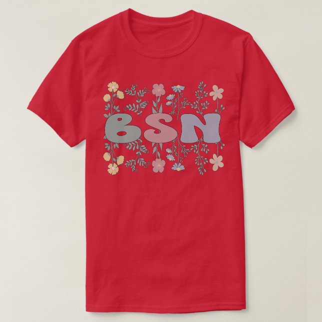 Camiseta Groovy BSN Licenciado En Ciencia En Flores De Enfe (Diseño del anverso)