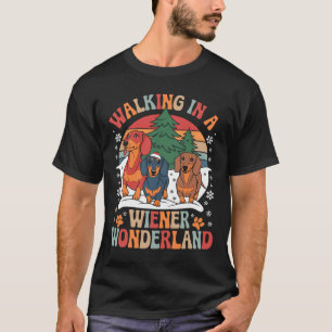 Camiseta Groovy Caminando En Un Wiener Wonderland Dachshund