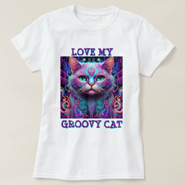CAMISETA " GROOVY CAT " (Diseño del anverso)