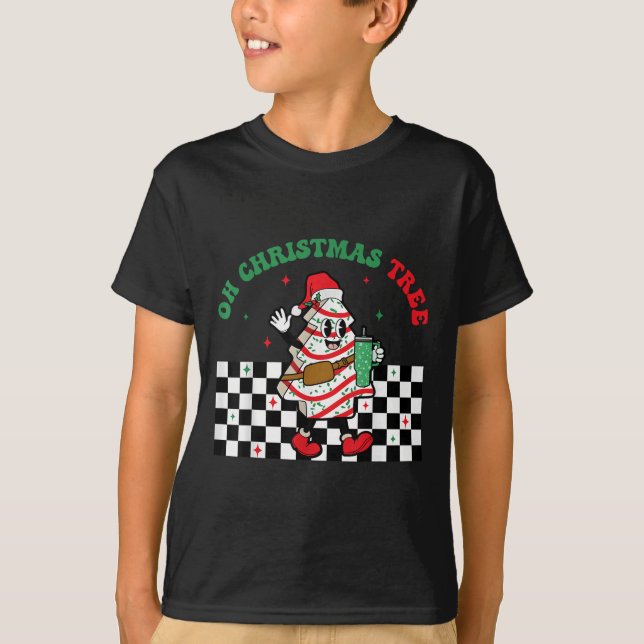 Camiseta Groovy Checkered Oh Christmas Tree Cakes For Cake  (Anverso)