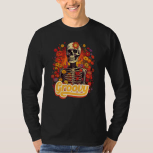 Camiseta Groovy Chill Halloween Skeleton Skull