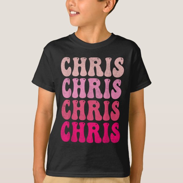 Camiseta Groovy Chris First Name D I Love Chris Tees Meme (Anverso)