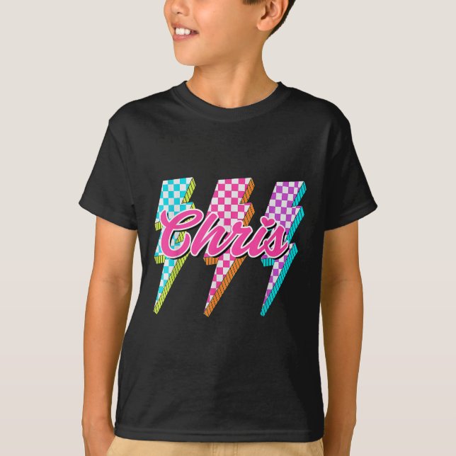 Camiseta Groovy Chris Lightning Bolt Checkered I Love Meme  (Anverso)