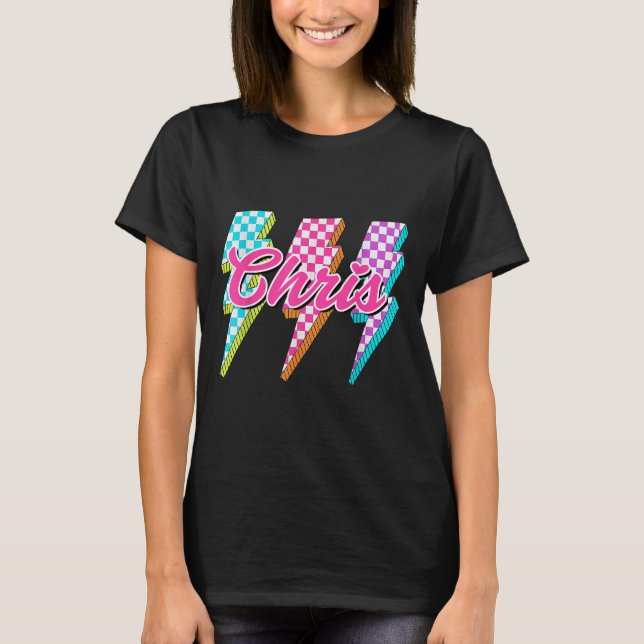 Camiseta Groovy Chris Lightning Bolt Checkered I Love Meme  (Anverso)