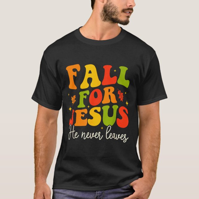 Camiseta Groovy Christian Sayings Halloween Fall For Jesus  (Anverso)