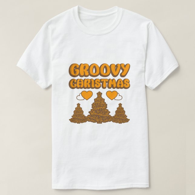 Camiseta "Groovy Christmas" Retro 70s Style Holiday T-Shirt (Diseño del anverso)