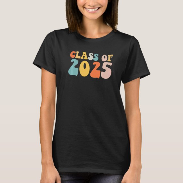 Camiseta Groovy Class Of 2025 Senior Junior 12th Grade Back (Anverso)