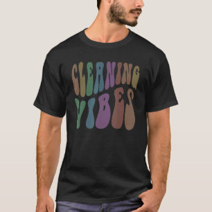 Camiseta Groovy CLEANANING VIBES Custodian Peace Love House