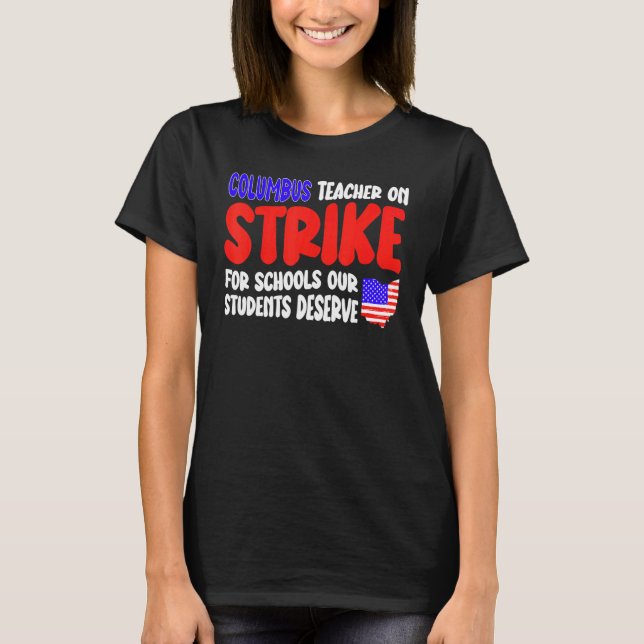 Camiseta Groovy Columbus Ohio School Teachers Strike OH Tea (Anverso)