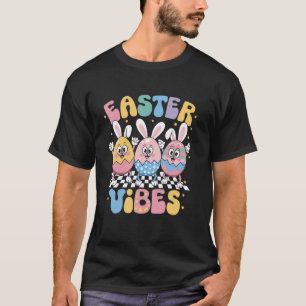Camiseta Groovy Conejito Huevo Vibraciones Pascua Día Niñas