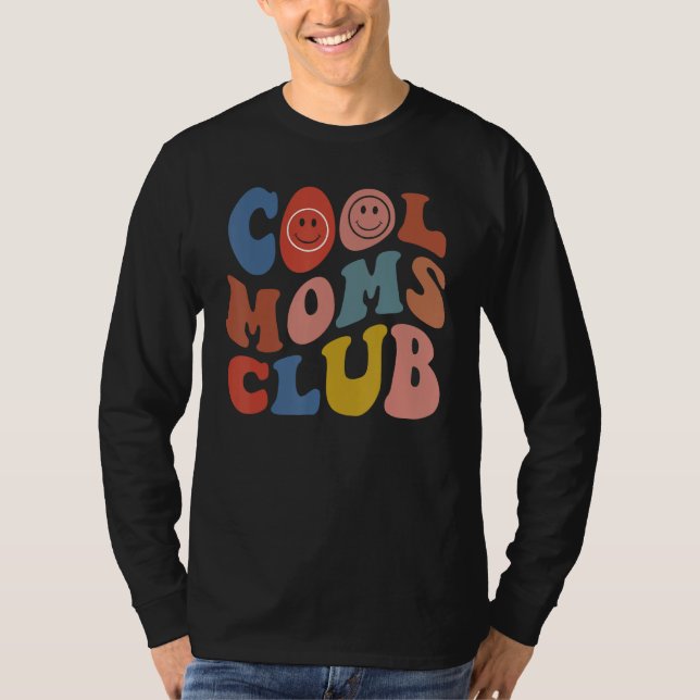 Camiseta Groovy Cool Moms Club Smile Face  Mothers Day New  (Anverso)