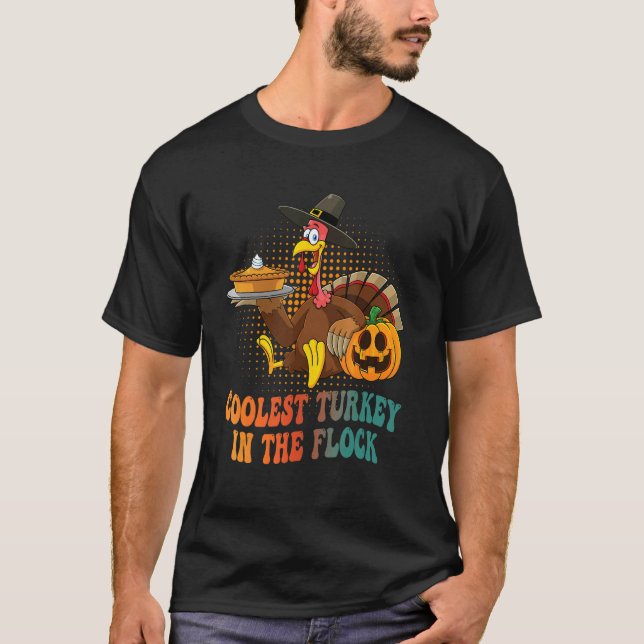 Camiseta Groovy Coolest Turkey In The Flock Turkey hat pump (Anverso)