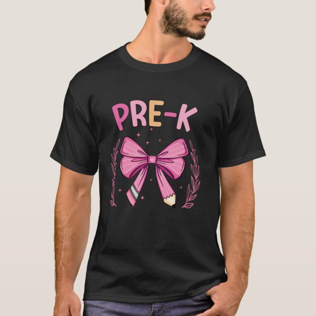 Camiseta Groovy Cubre Pico K Coquette Rosa Bow Lápiz De Vue (Anverso)