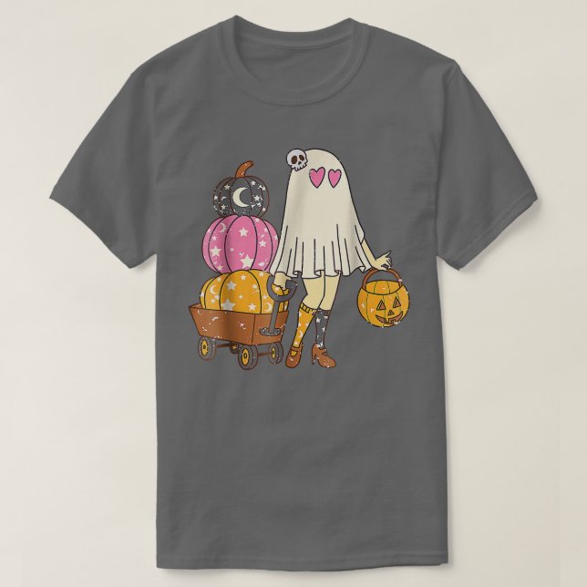 Camiseta Groovy Cute Chicas Fantasmas Calabaza Hippie Spook (Diseño del anverso)