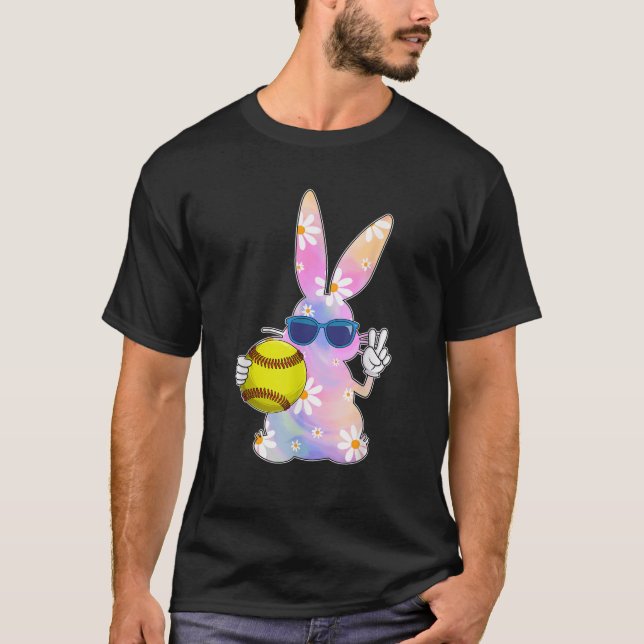 Camiseta Groovy Cute Easter Bunny Softball Easter Day Men B (Anverso)