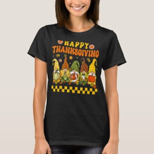 Camiseta Groovy Cute Gnome Pumpkin Hippie otoño feliz que
