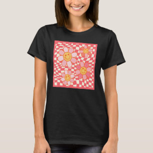 Camiseta Groovy Cute Love Flower Para Novia Happy Face