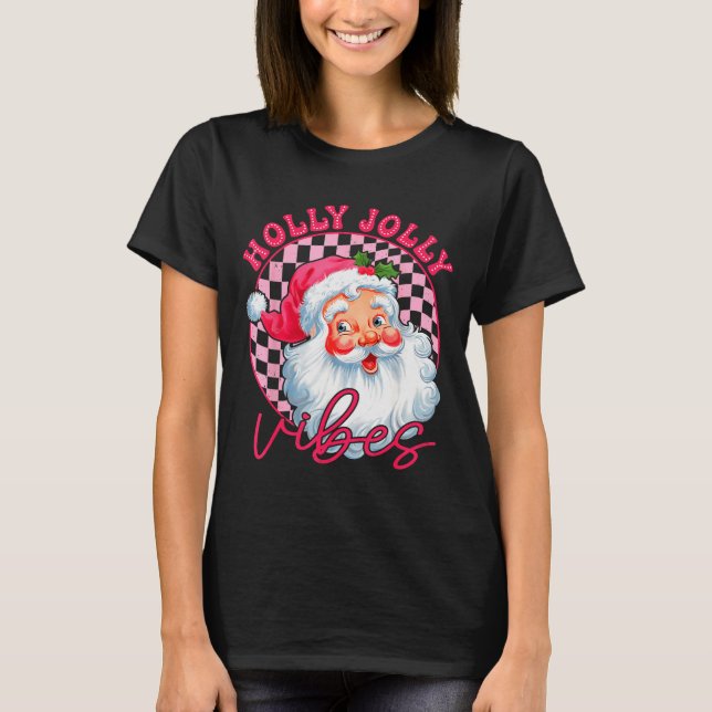 Camiseta Groovy Cute Santa Claus Christmas Vibes Xmas Women (Anverso)