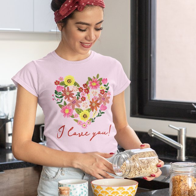 Camiseta Groovy Daisy Corazón de flores rosadas San Valentí (Subido por el creador)