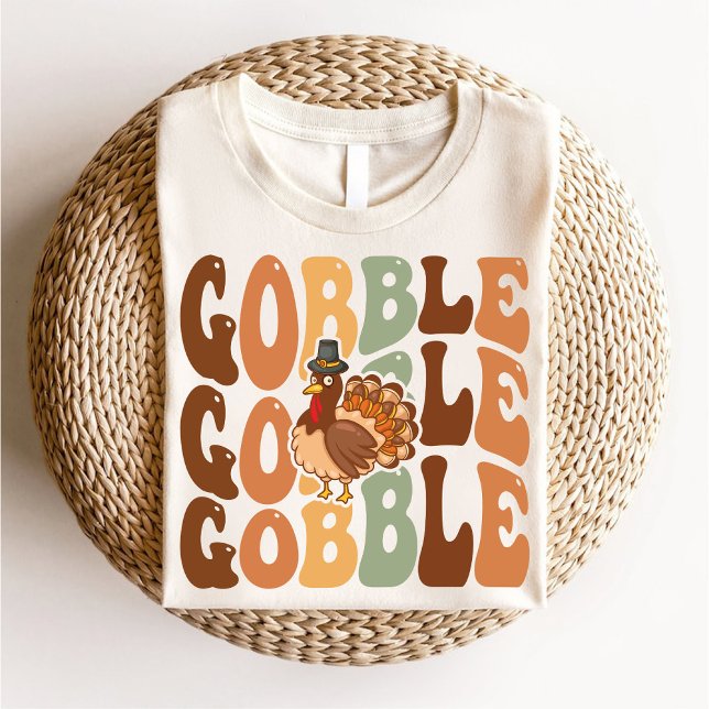 Camiseta Groovy de la familia turca chispeante de Acción de (Thanksgiving Gobble Turkey Family Groovy T-Shirt)