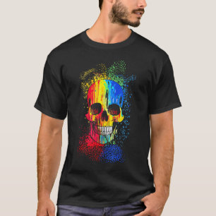 Camiseta Groovy de pintura de lino de cráneo artístico colo